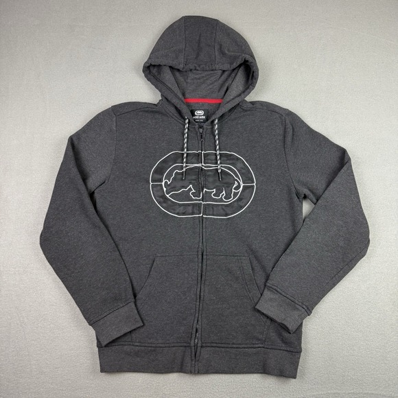 Ecko Unltd Other - Ecko Unltd Gray Zip-Up Hoodie with Logo Mens Size Small Skater Y2K Style